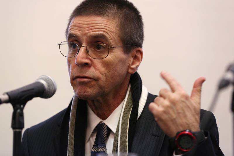 In this file photo, Hassan Diab holds a press conference at Amnesty International Canada in Ottawa, Ontario, on January 17, 2018 following his return to Canada. The 69-year-old Lebanese-Canadian academic and sole defendant Hassan Diab, received a life sentenced on April 21, 2023 in the trial of the bombing of the Rue Copernic synagogue. AFP 