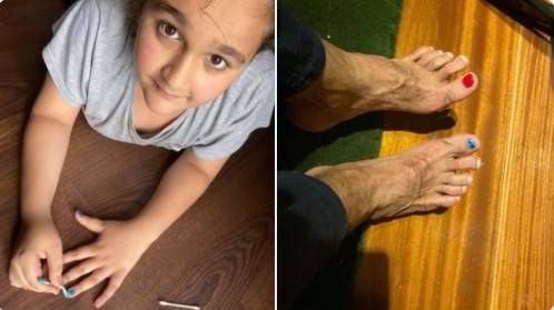 “Daughters are painters and father a canvas”, Shaan Shahid shares his feet clicks with nail polish