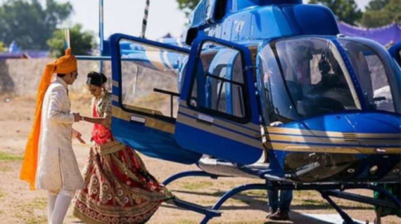 Groom lands at Jhelum wedding hall in copter to take his bride