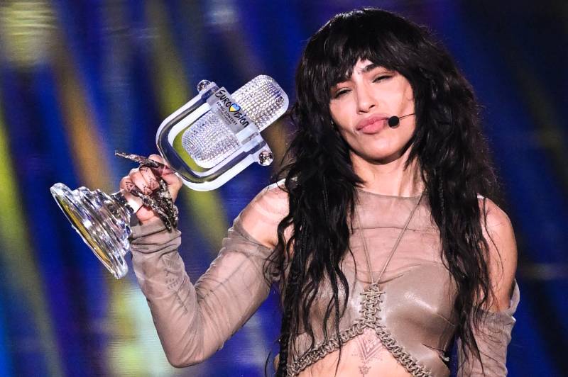 Singer Loreen performing on behalf of Sweden celebrates with the trophy after winning the final of the Eurovision Song contest 2023 on May 14, 2023 at the M&S Bank Arena in Liverpool, northern England. AFP 