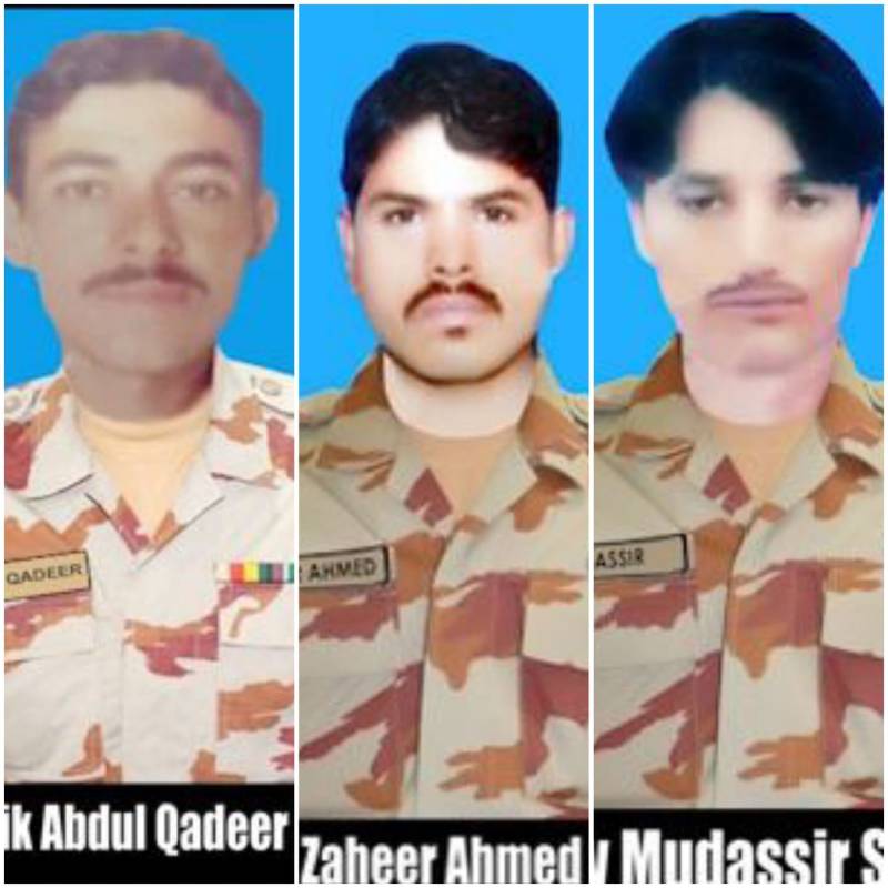 Three soldiers martyred in terrorist attack on Zarghoon checkpost