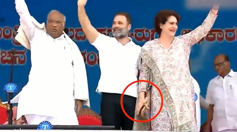 Priyanka Gandhi refuses to hold hand of brother Rahul Gandhi