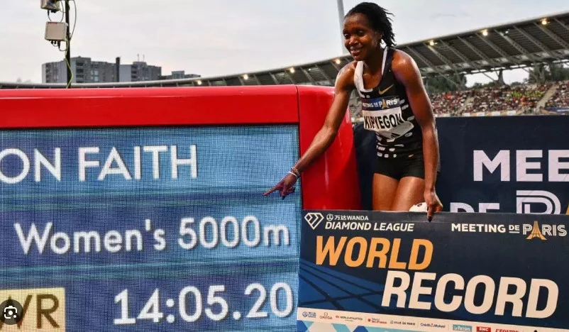 Kenya's Faith Kipyegon sets new women's 5,000m world record