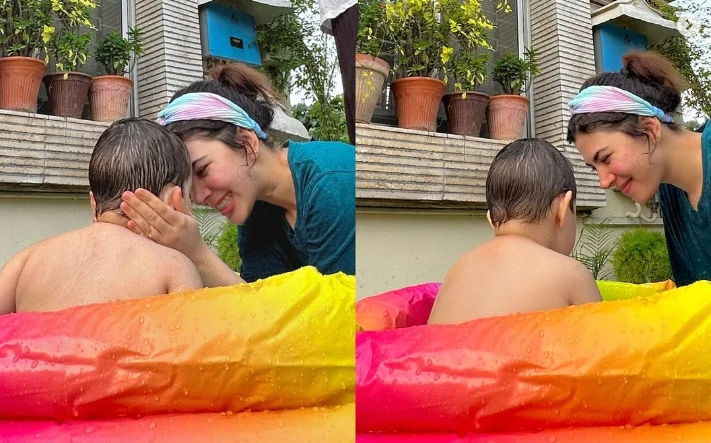 Naimal Khawar shots with son in kiddie pool take internet by storm