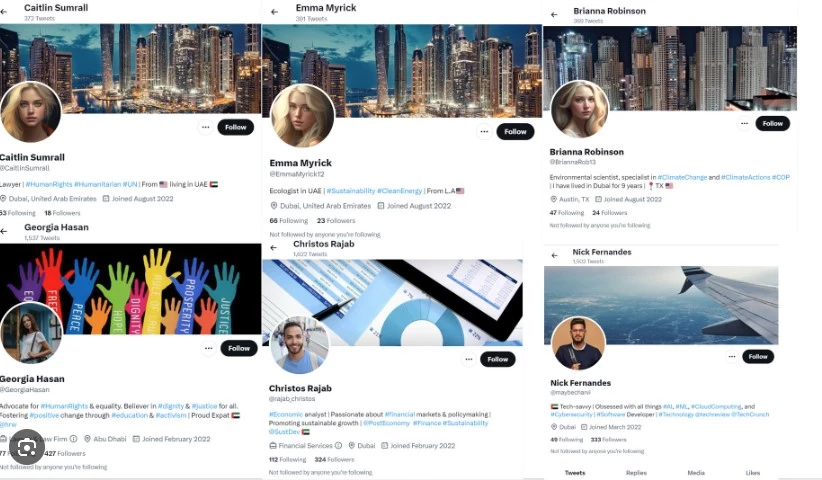 Fake Twitter 'blondes' promote UAE climate summit