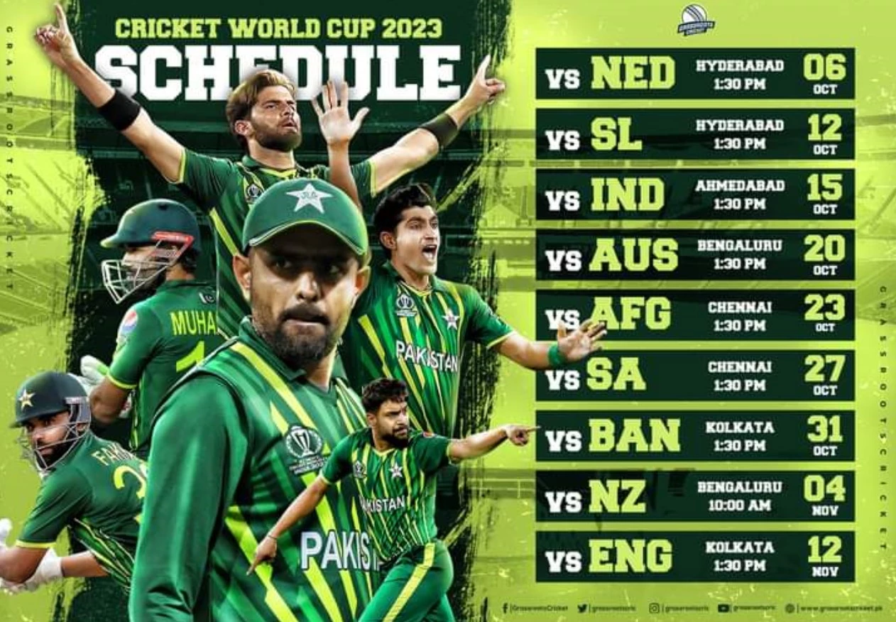 Full schedule of Pakistan’s 2023 World Cup campaign released