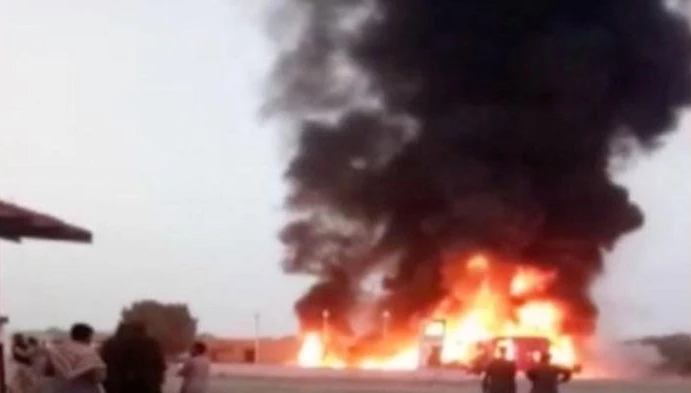 Three people burnt as truck catches fire on Makran Coastal Highway