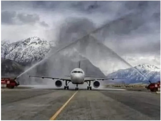 First international flight from Dubai welcomed at Skardu airport warmly