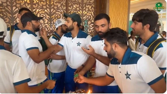 Cricketer Iftikhar Ahmad celebrates birthday with friends and team players