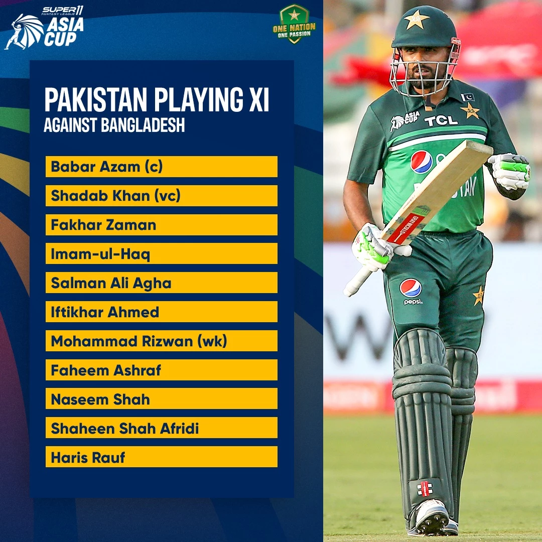 Faheem replaces Nawaz as Pakistan announce playing XI for Super 4 clash vs Bangladesh