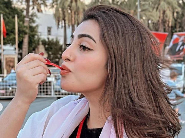 Nawal Saeed enjoys ice cream on Turkey street