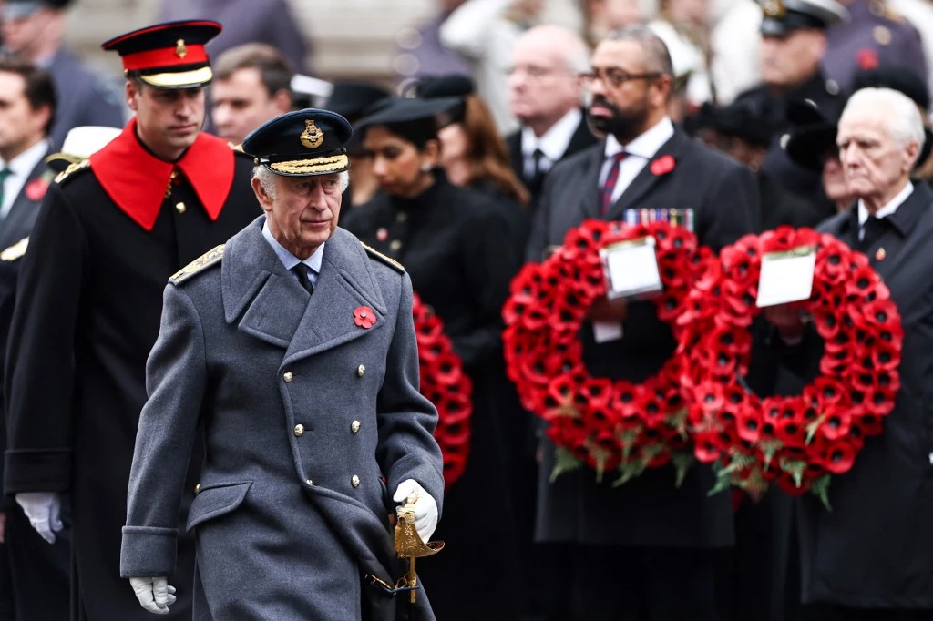 King Charles III leads silence for British war dead