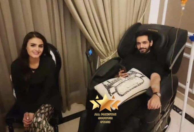 Camera captures Hira Mani and Wahaj Ali taking ‘drip-beauty’ at some clinic