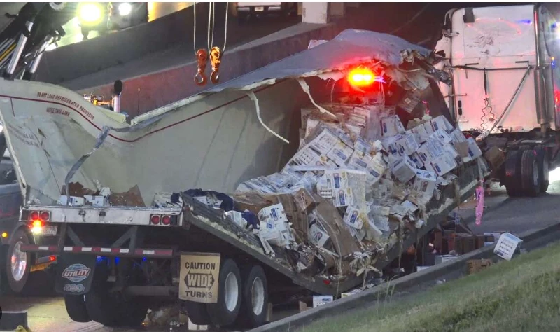 Egg truck crash scrambles traffic in western US