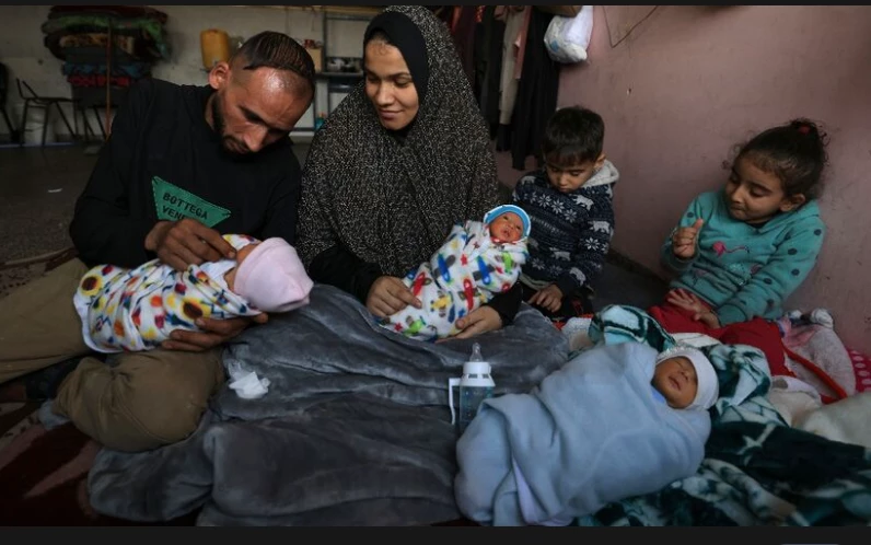 Displaced Gaza mother gives birth to quadruplets