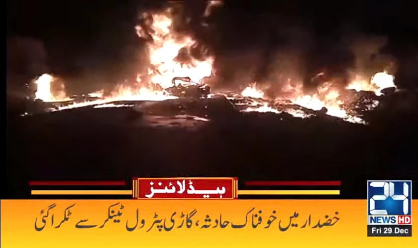 Four burnt to death in crash between two vehicles in Khuzdar