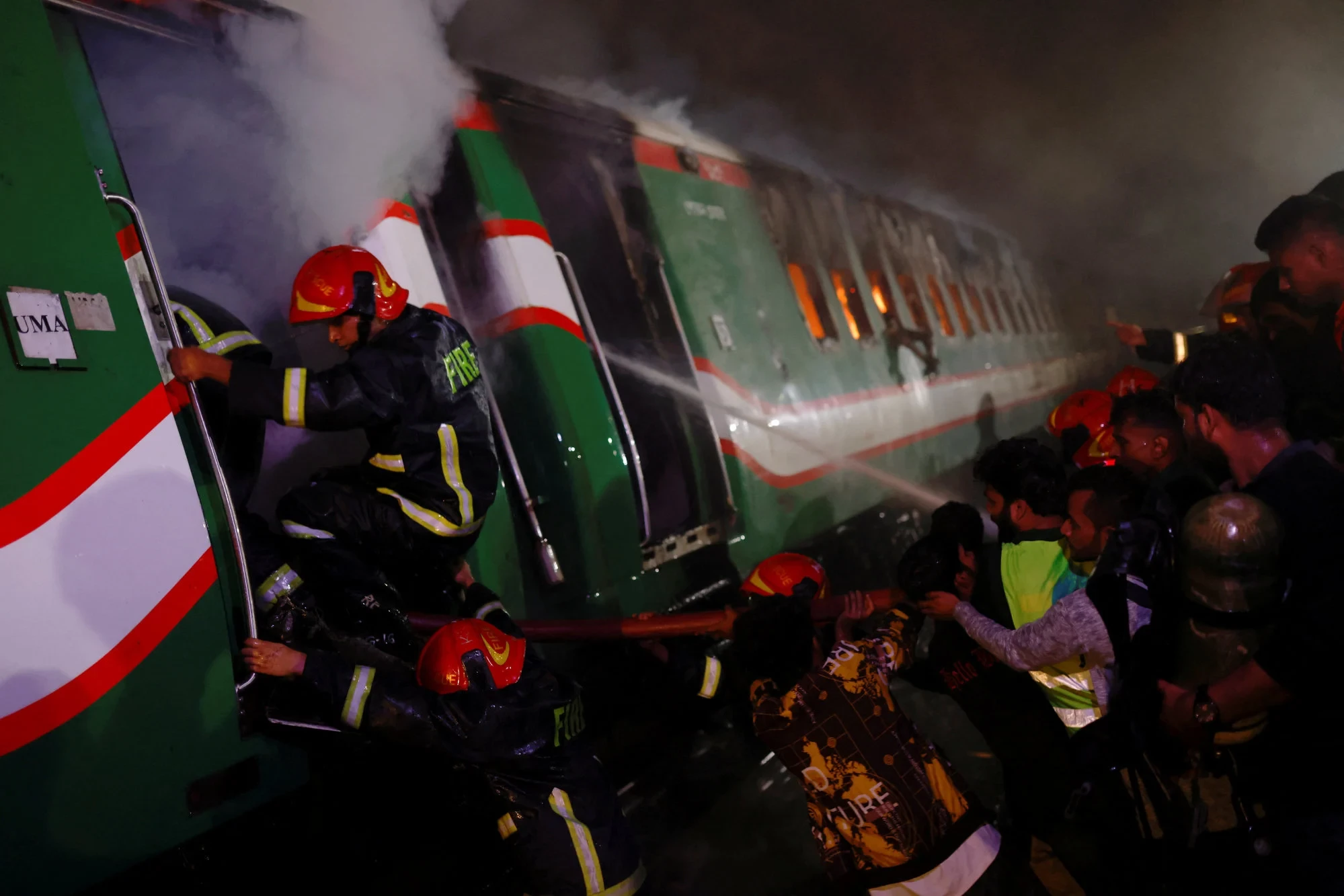 Five killed as packed train catches fire in Bangladesh