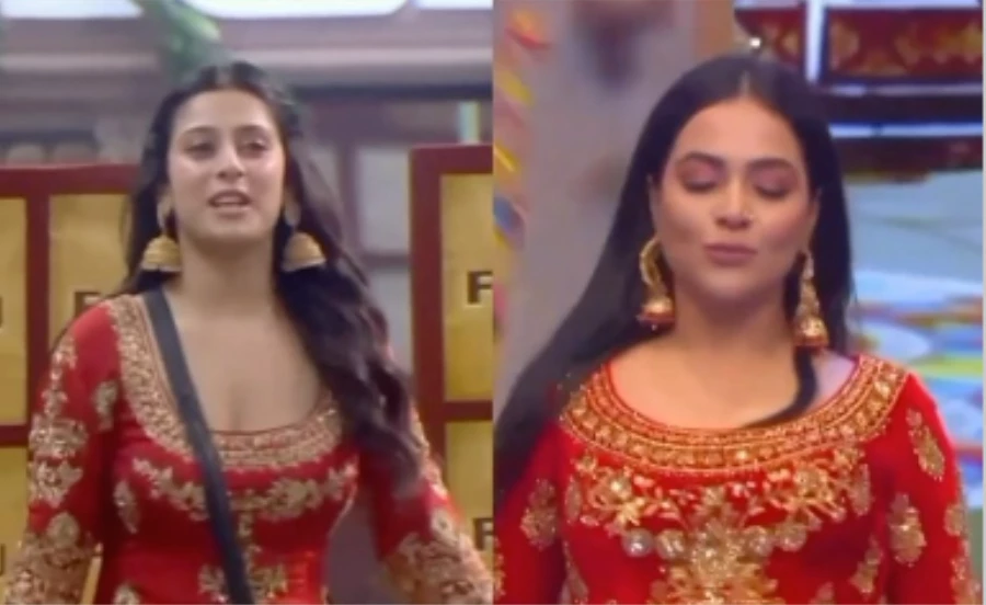 Humaima Malik’s similar Punjabi ensemble worn by Isha Malviya in Big Boss