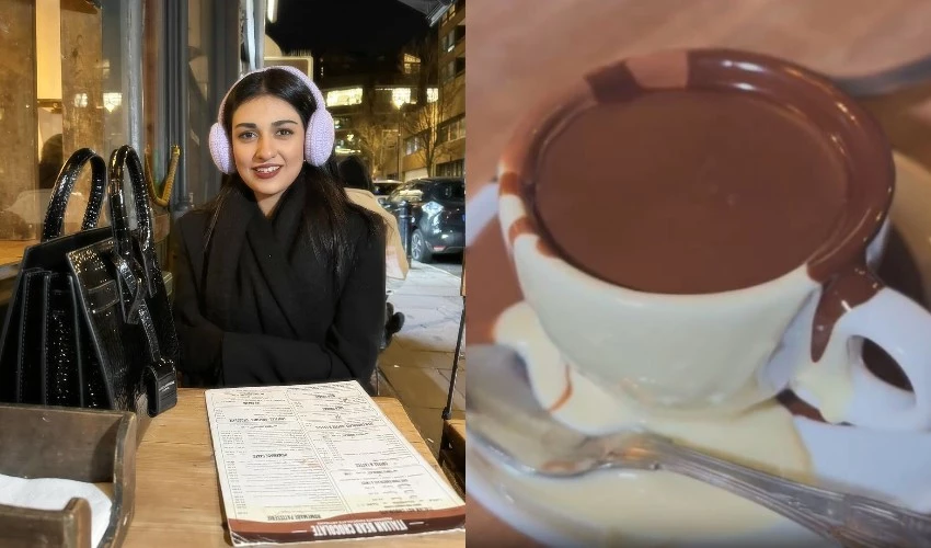 Sarah Khan enjoys ‘best hot chocolate’ in London