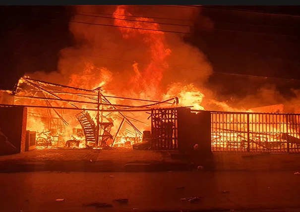 Fire destroys furniture shops in Lahore