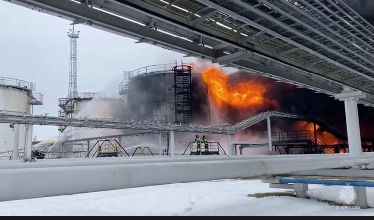 Drone attack sets Russian refinery ablaze