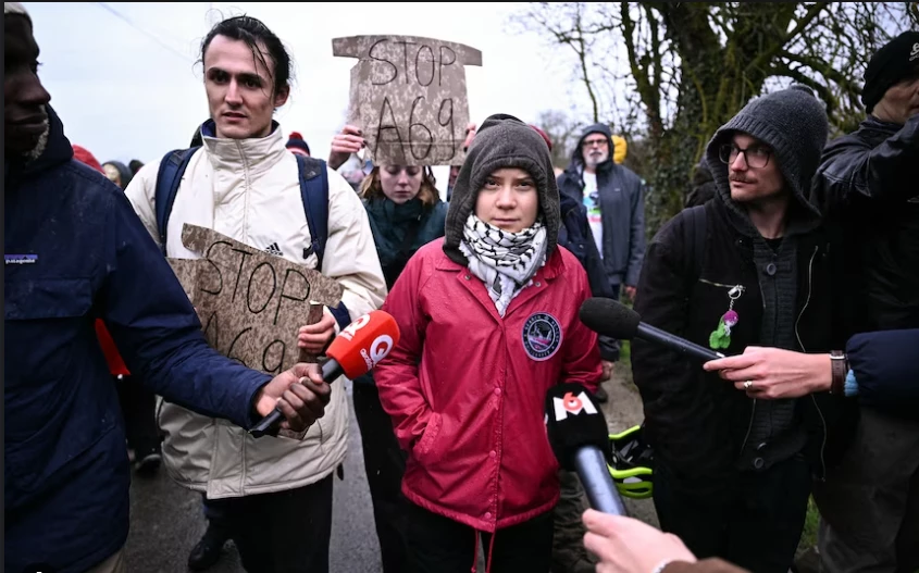 Greta Thunberg joins banned French anti-motorway protest