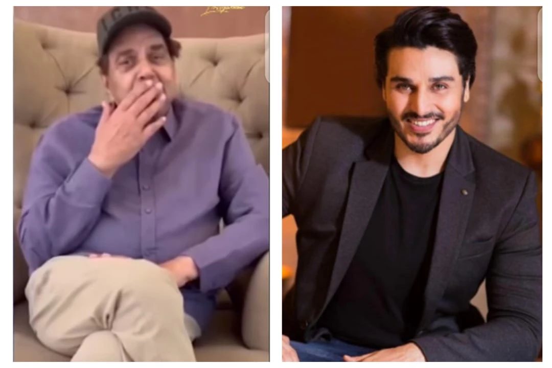 Legendary actor Dharmendra sends flying kiss to Ahsan Khan