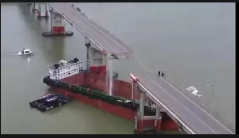 Five dead after cargo ship hits bridge in southern China