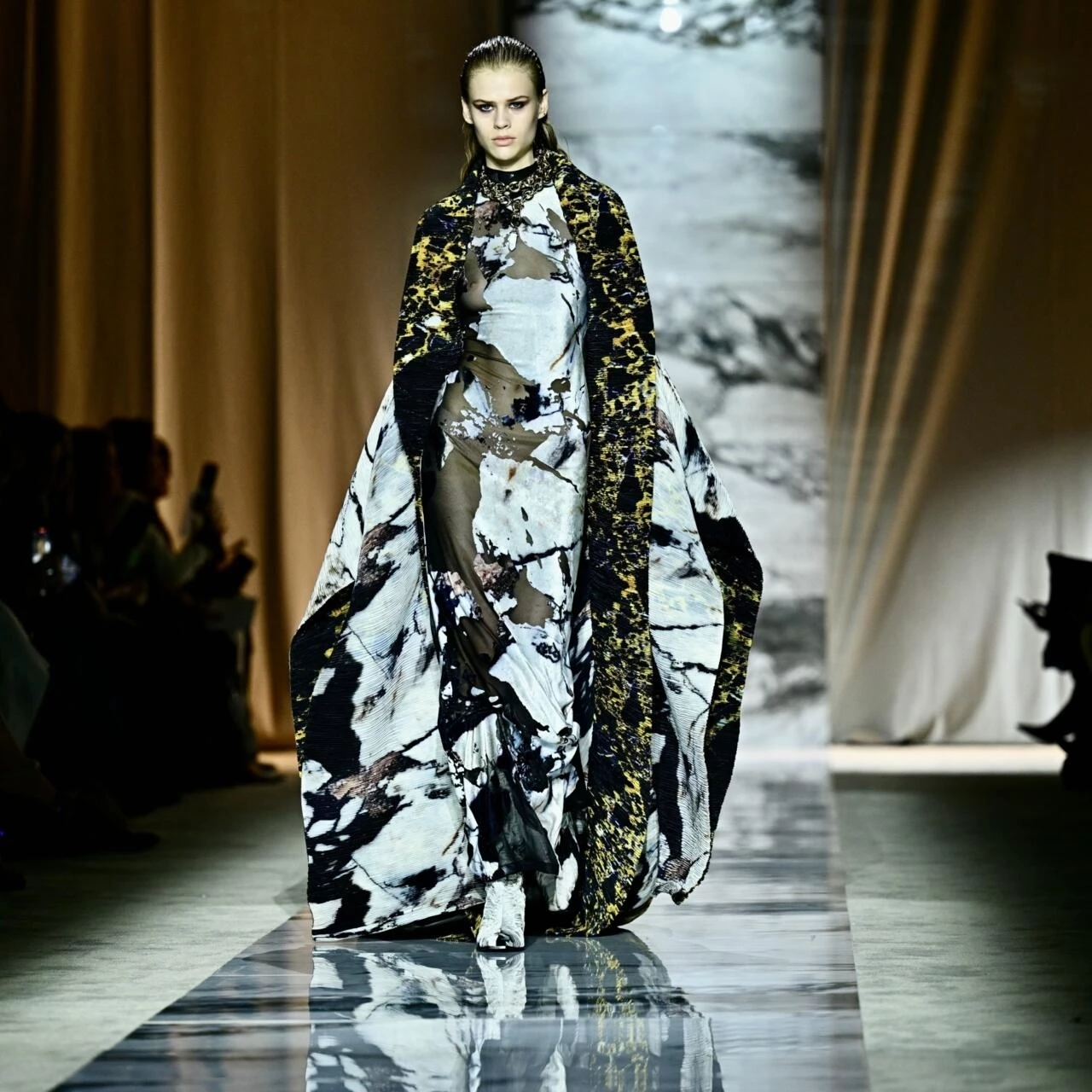 Animal prints turn to stone at Roberto Cavalli for Milan Fashion Week