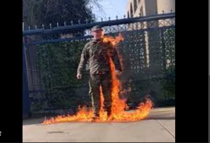 US airman sets himself on fire outside Israeli embassy in Washington