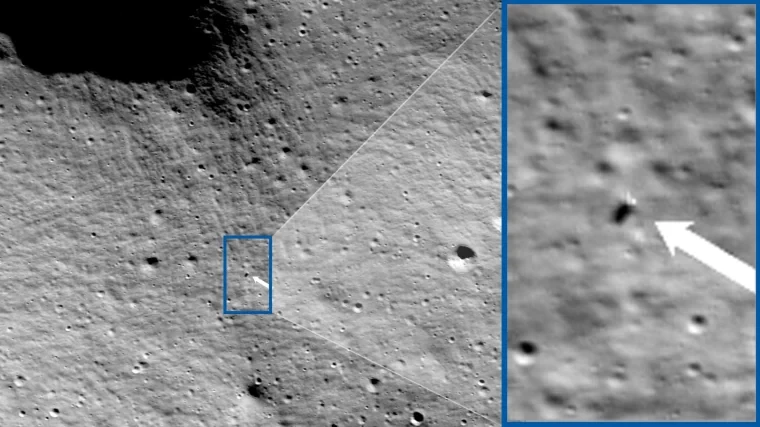 Sideways American lander sends first images back from Moon