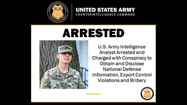 US soldier arrested for selling defense secrets to China