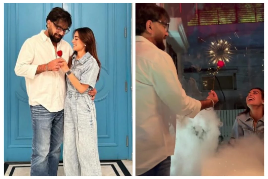 Date Night: Yasir gives red rose to wife Iqra in unique style