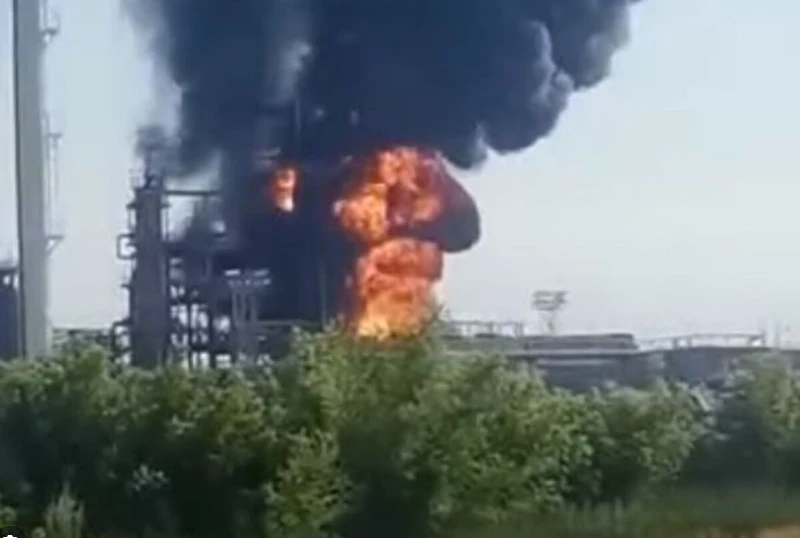 Two dead, oil refinery on fire after drone attacks in Russia