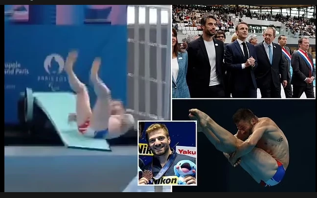 French diver laughs off 'funny' fall in front of Macron