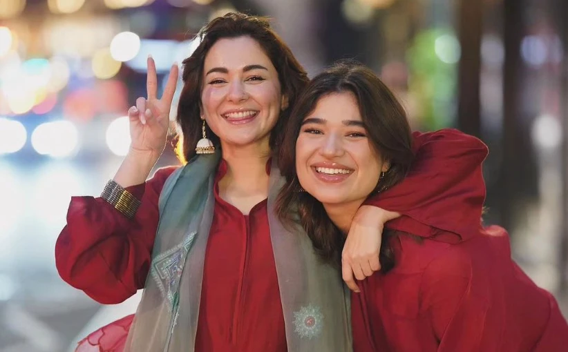 Hania Aamir and sister bloom in bright red on Eid