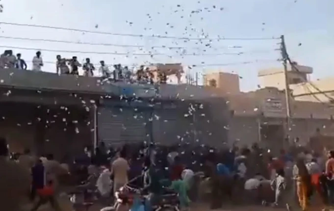 Mobile phones and currency notes showered at wedding in Narowal