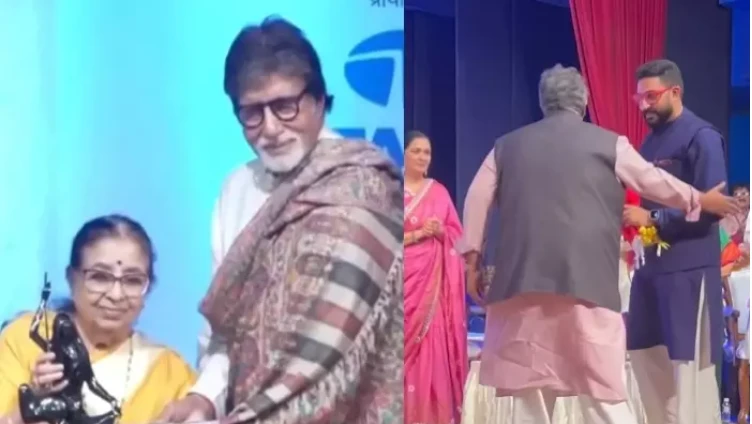 Amitabh Bachchan wins Lata Deenanath Mangeshkar Award, Abhishek leaves the stage