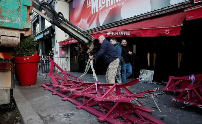 Paris landmark Moulin Rouge's windmill sails collapse