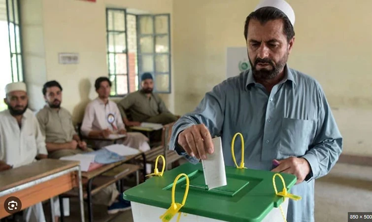 People cast votes in election for mayor in Lower Dir  