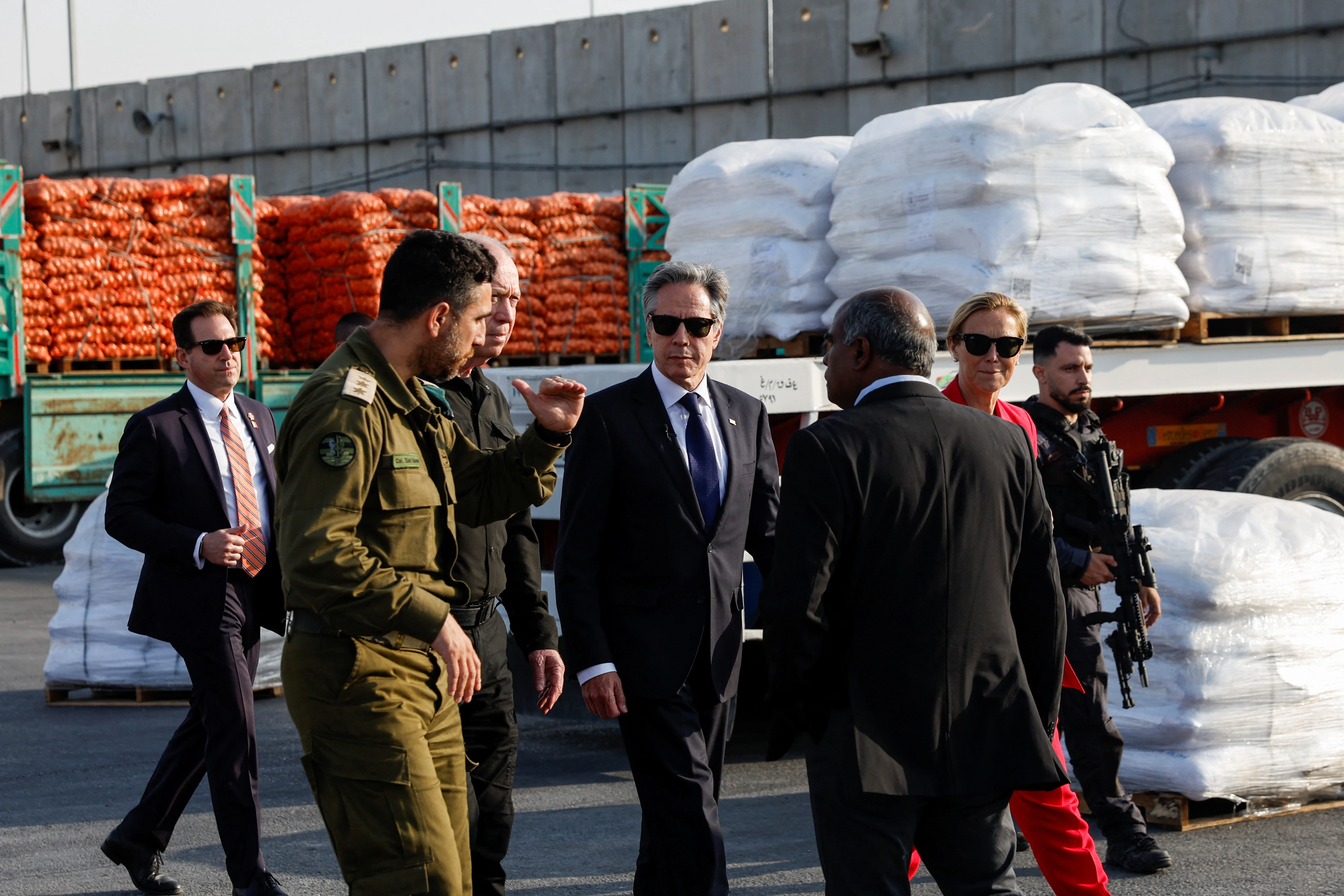 Blinken visits Gaza border crossing to check aid delivery