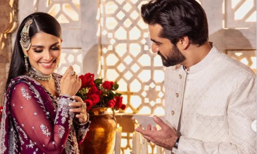 Hamza and Ayeza flaunt dreamy romance, swaying to ‘Ankhon Ki Guztakhiya Maf Hon’