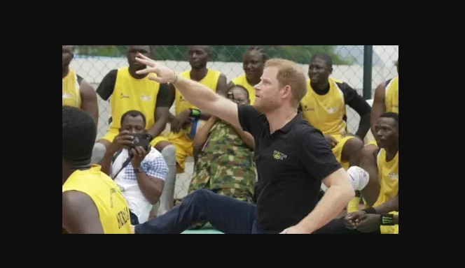 In Nigeria for Invictus, Prince Harry plays volleyball with veterans