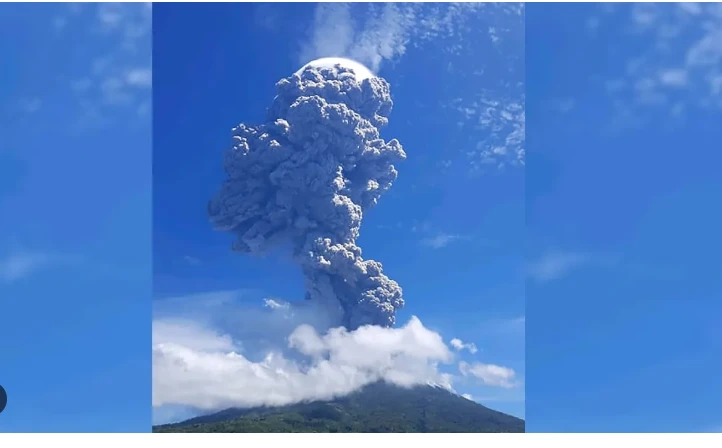 Indonesia volcano belches ash tower three miles into sky