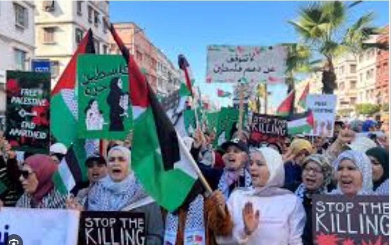 Moroccans in pro-Palestinian march rally against Israel ties