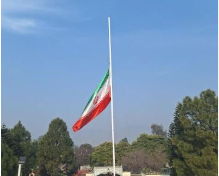 Iran’s embassy raises flag at half-mast