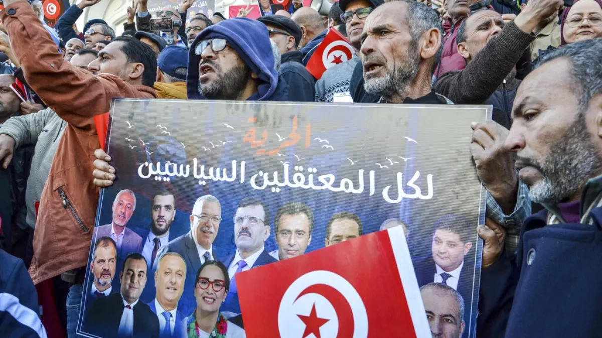 'Down with the dictatorship': hundreds protest Tunisia media law