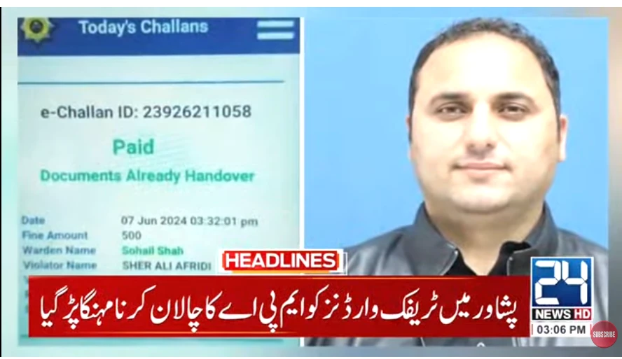 Traffic wardens face music for giving challan ticket to KP MPA