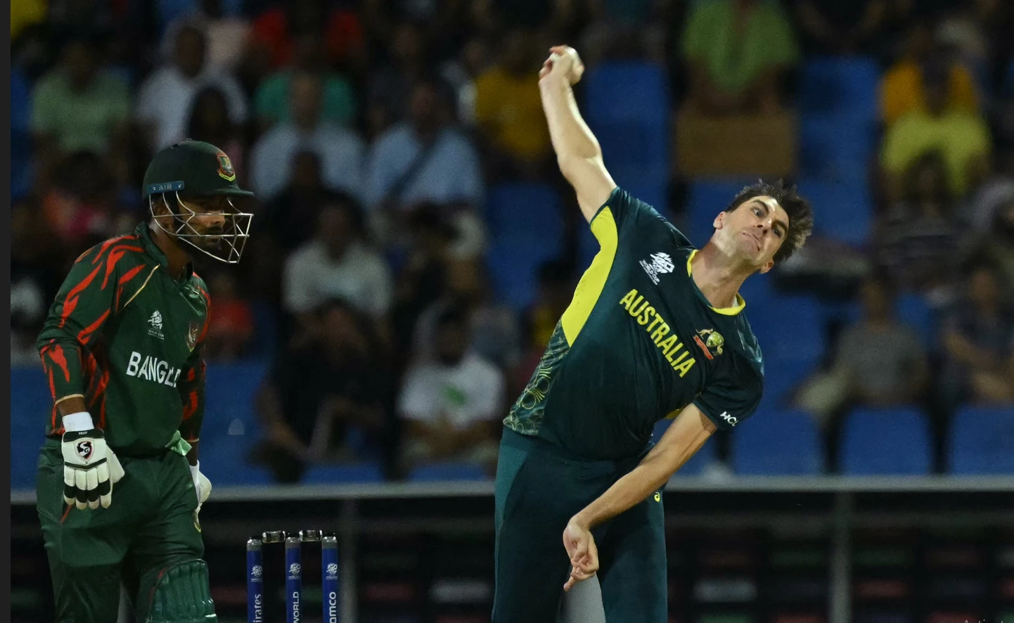 Hat-trick hero Cummins helps Australia crush Bangladesh in rain-hit T20 World Cup match