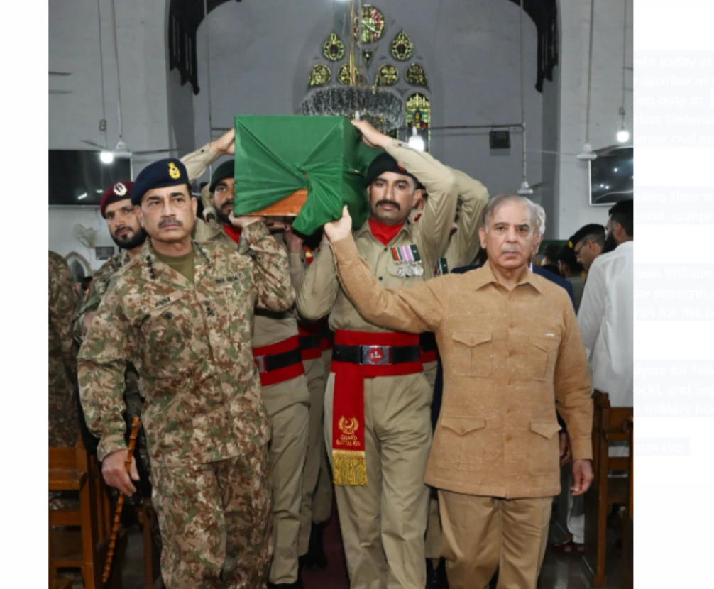 PM Shehbaz, COAS attend funeral of martyred Christian soldier